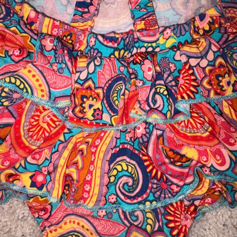 Posh Peanut Elliana Ruffle bamboo Romper Kids 12-18M Boho Chic Floral - Picture 3 of 5